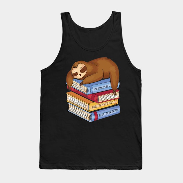 sloth sleeping on a pile of books! sloth librarian gift Tank Top by AbirAbd